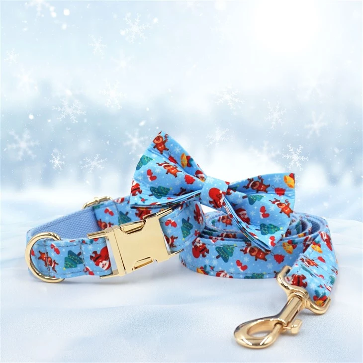 Conjunto de coleira de cachorro de Natal da moda